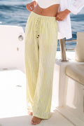 Gelb Gestreifte Elastische Taille Hose
