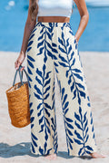 Blau-Weiße Wide-Leg Sommerhose