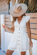 Weißes Mini-Strandkleid mit Volantärmeln