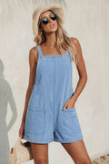 Blauer Quadratischer Ausschnitt Denim-Romper