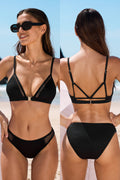 Schwarzes Low-Waist Bikini-Set mit Vorderverschluss