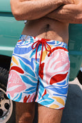 Abstrakte Badeshorts für Herren mit Kordelzug