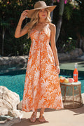 Orange Tropisches Maxi-Strandkleid