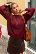 Roter lockerer Langarmpullover mit Rundhalsausschnitt