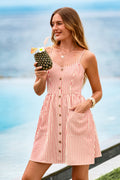 Rotes Ärmelloses Mini-Strandkleid mit V-Ausschnitt